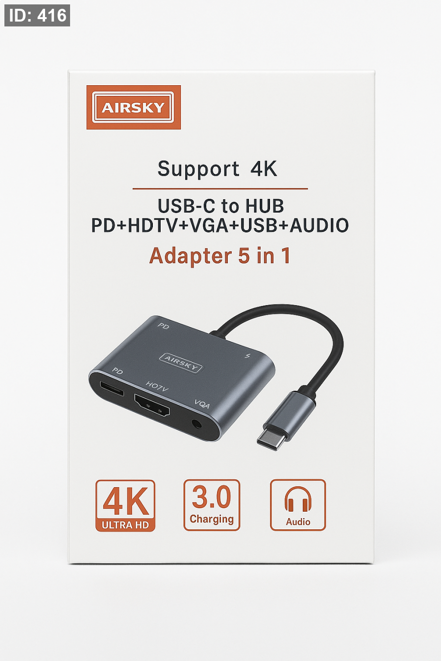 AIRSKY USB-C to HUB Adapter 5 in 1 – Support 4K